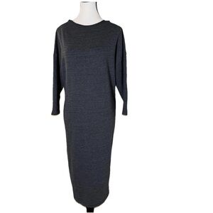 MOHNTON Made Gray Dolman Sleeve Midi Dress Women's M Crewneck Tencel Recycled